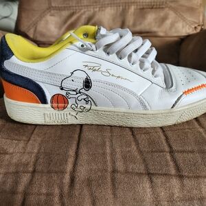 Puma Kids White Sneakers with Snoopy Design
